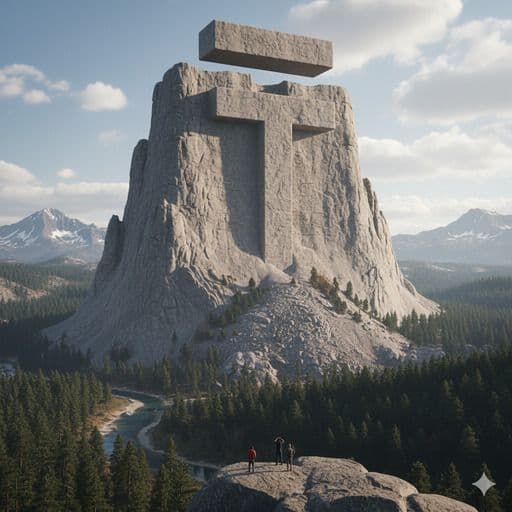 A ₸ monument carved into a mountain